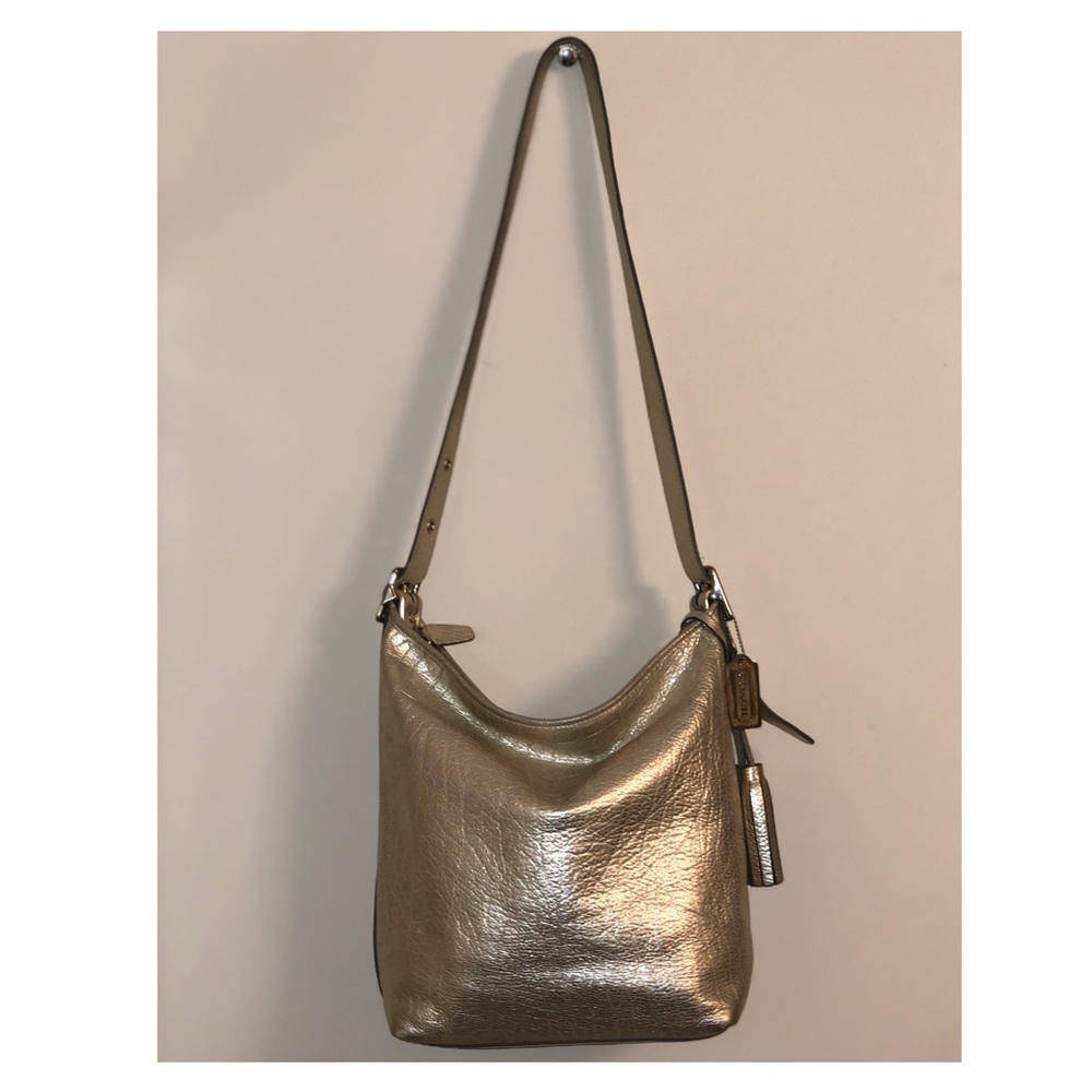 Metallic Coach Leather Hobo Bag